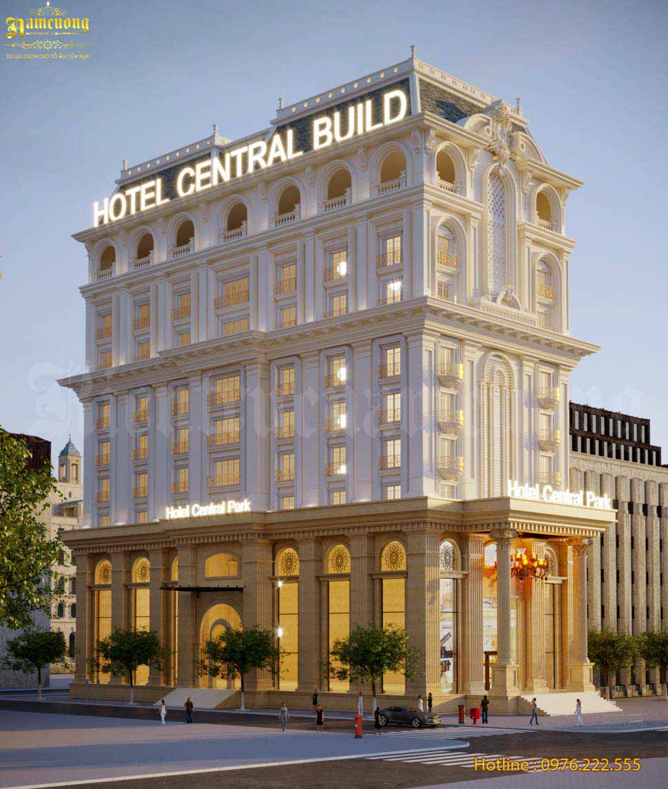 Phong cách Tân cổ điển giúp công trình khách sạn 10x20m trông sang trọng và thu hút hơn