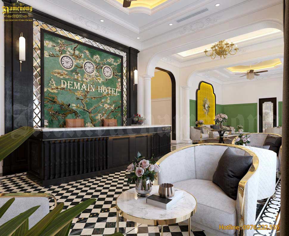 Sảnh khách sạn với phong cách indochine