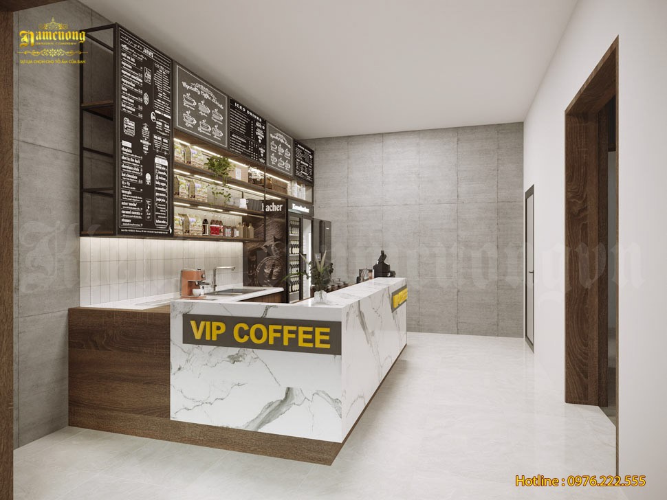 Thiết kế quầy pha chế quán cafe với không gian làm việc thuận tiện