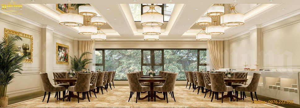 Mẫu thiết kế nhà hàng khách sạn ấn tượng được thực hiện bởi Kiến Trúc Nam Cường.