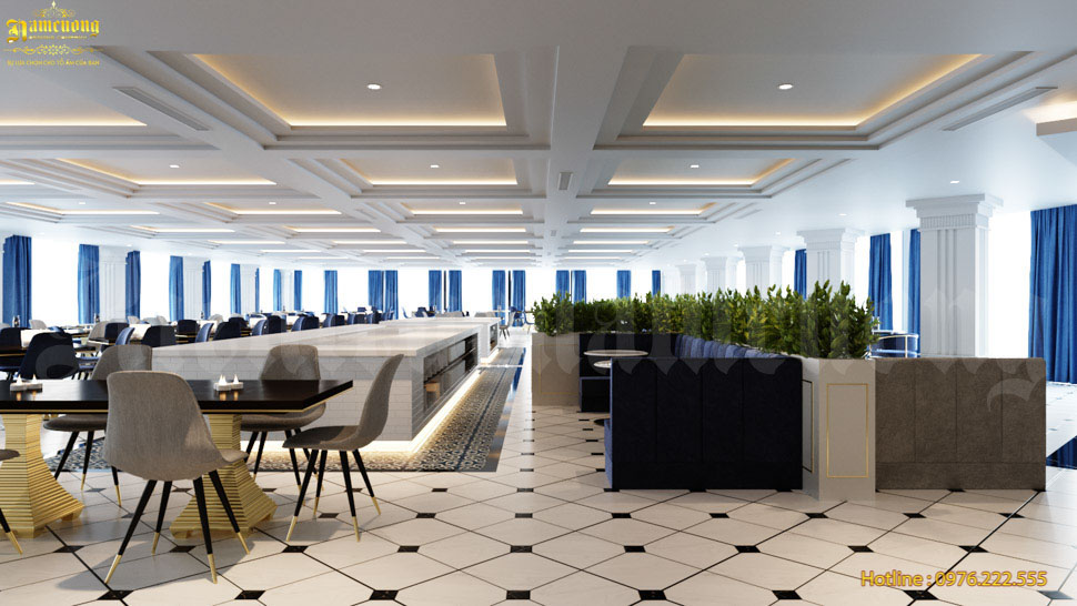 Không gian nhà hàng khách sạn bình dân được thiết kế đảm bảo tiện nghi