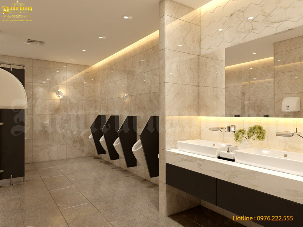 Mẫu thiết kế nhà vệ sinh khách sạn phong cách đơn giản, nhẹ nhàng mà vô cùng tinh tế