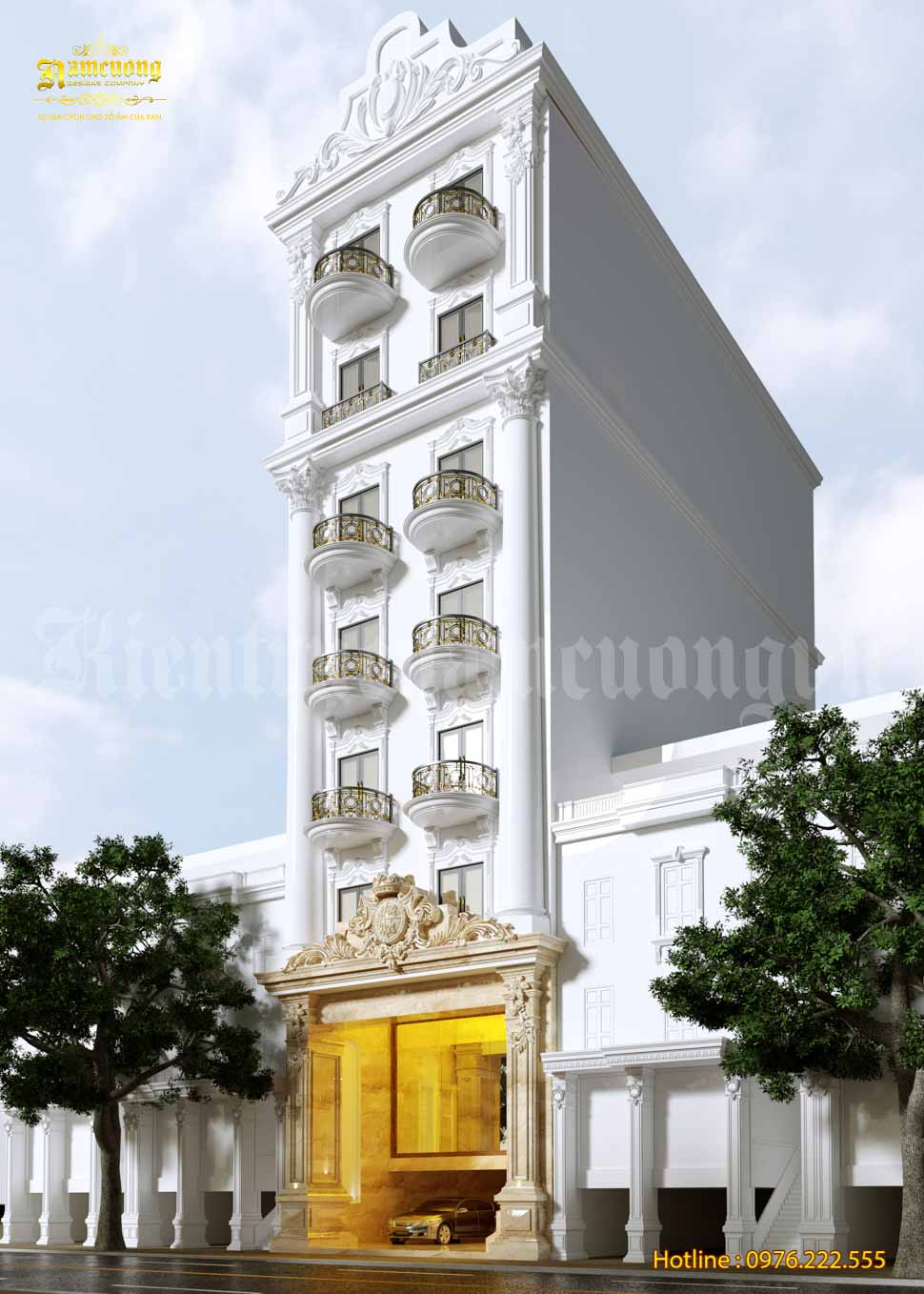 Mẫu thiết kế công trình khách sạn 5 tầng ấn tượng của Kiến Trúc Nam Cường