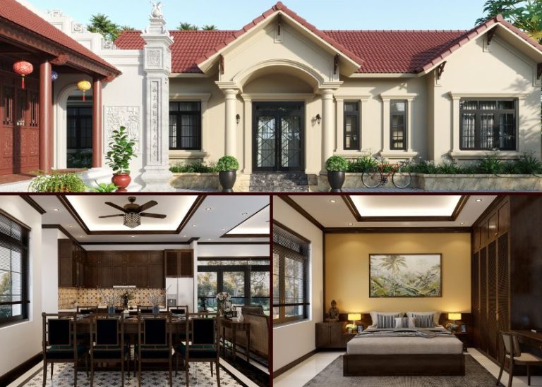 Biệt thự 1 tầng mái ngói đỏ