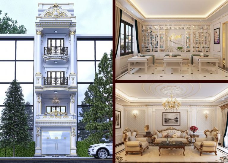 nhà phố 4 tầng 1 tum tân cổ điển kết hợp spa