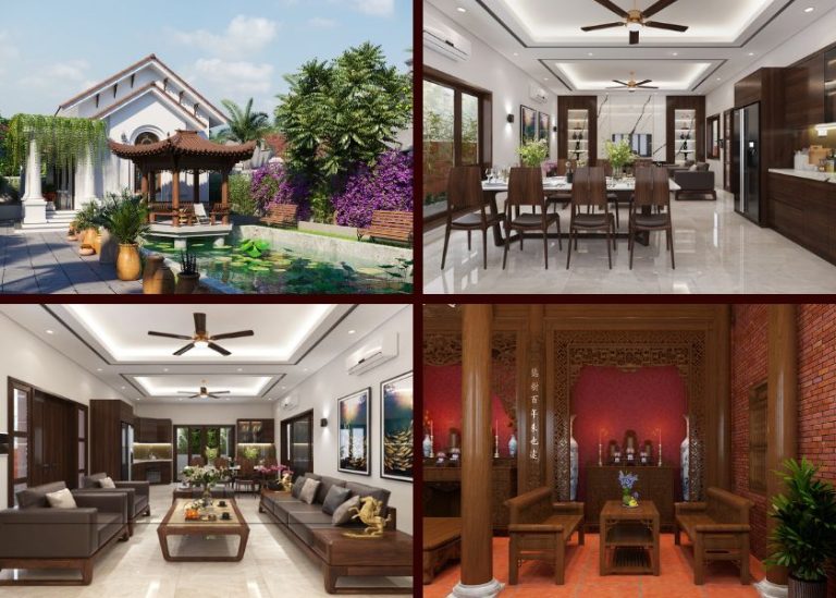 Mẫu biệt thự nhà vườn kết hợp nhà thờ họ