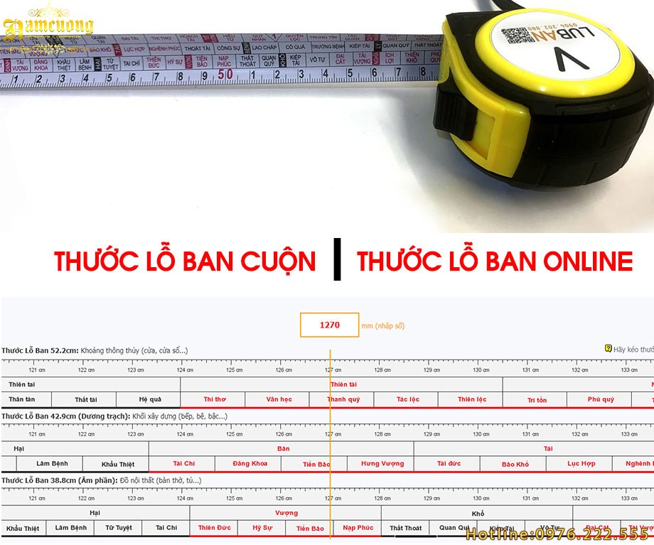 Cách tra kích thước đẹp thước lỗ ban