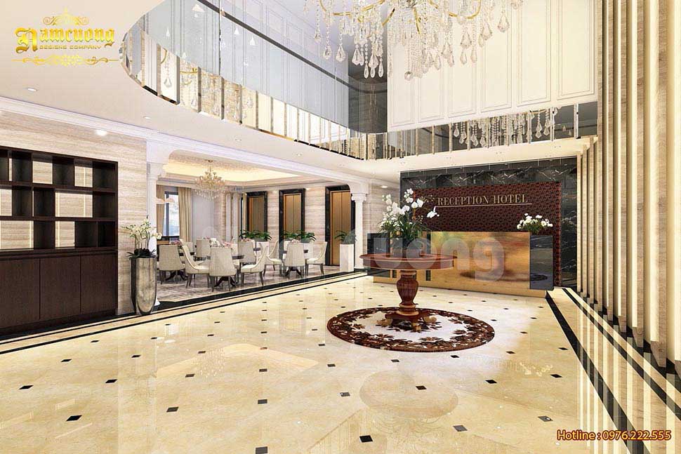 Nội thất khu vực sảnh khách sạn ấn tượng