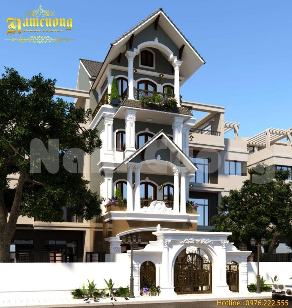 Thiết kế biệt thự 4 tầng kiểu Pháp