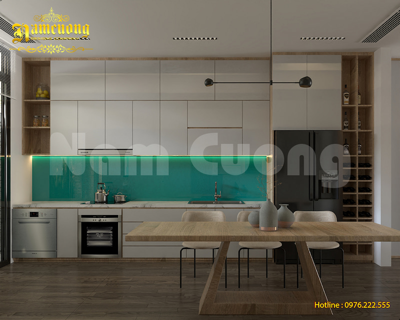 Thiết kế nhà bếp biệt thự phong cách Indochine