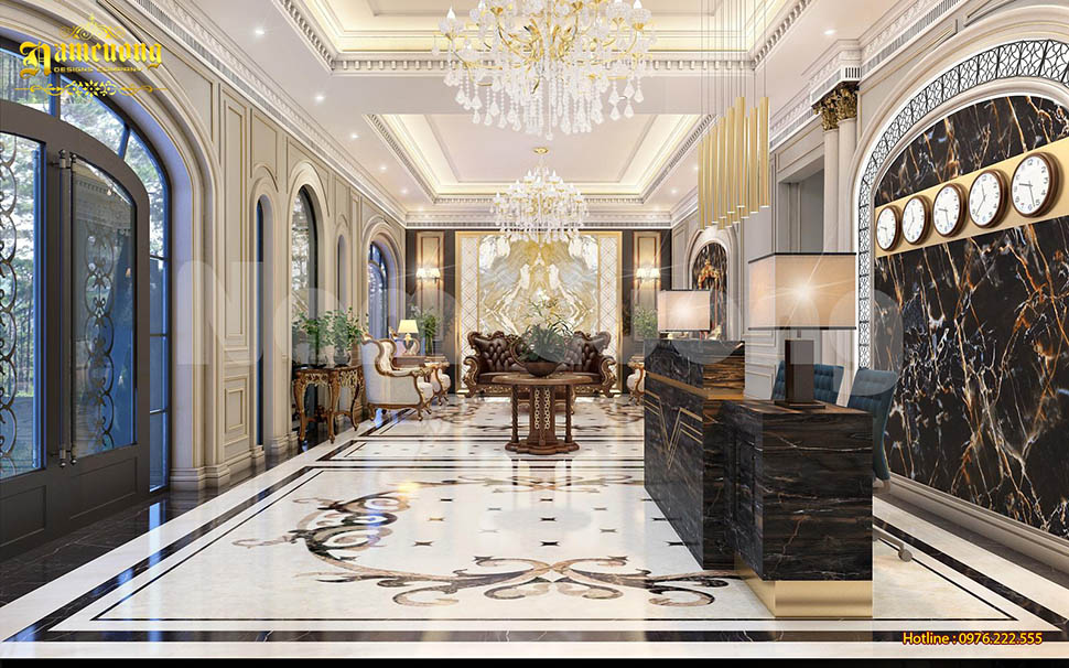 Nội thất quầy lễ tân khách sạn phong cách cổ điển