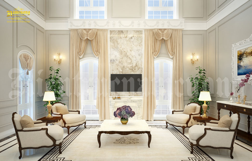 Phòng khách và phòng ăn mang màu sắc đồng điệu