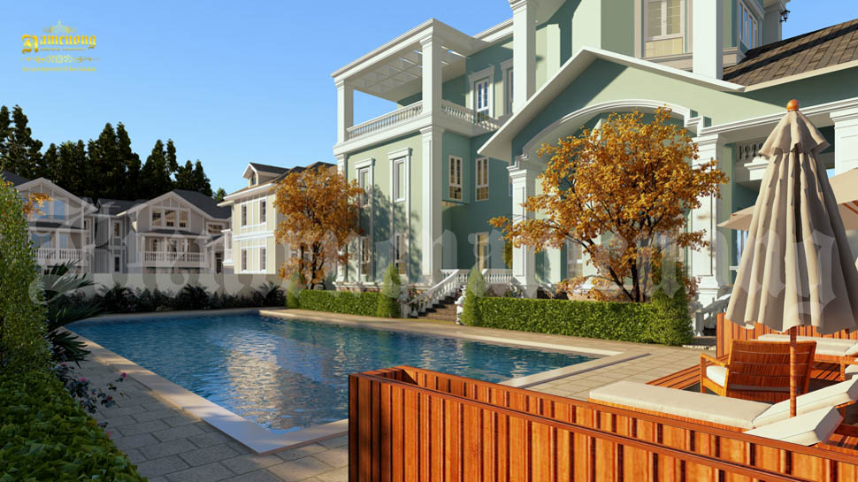 Bể bơi có kích thước nhỏ hơn diện tích của ngôi nhà