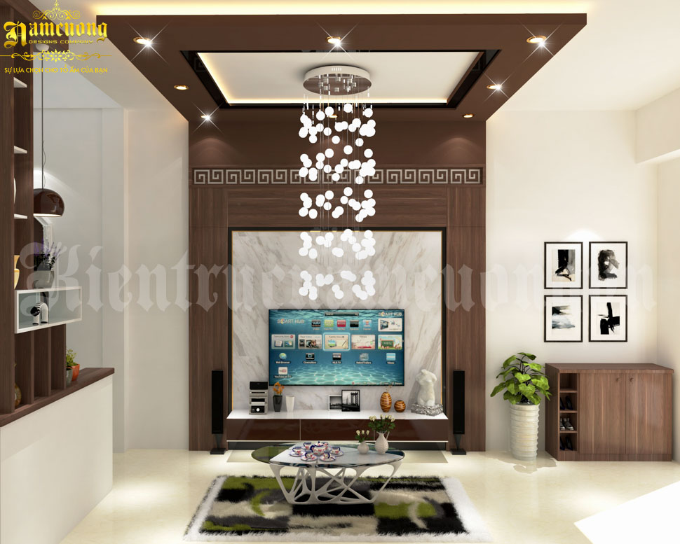 Không gian phòng khách mang cảm giác nhẹ nhàng, tinh tế