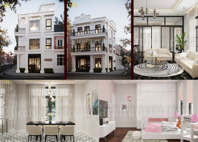 thiet ke biet thu 3 tang 2 mat tien tan co dien tai hai phong