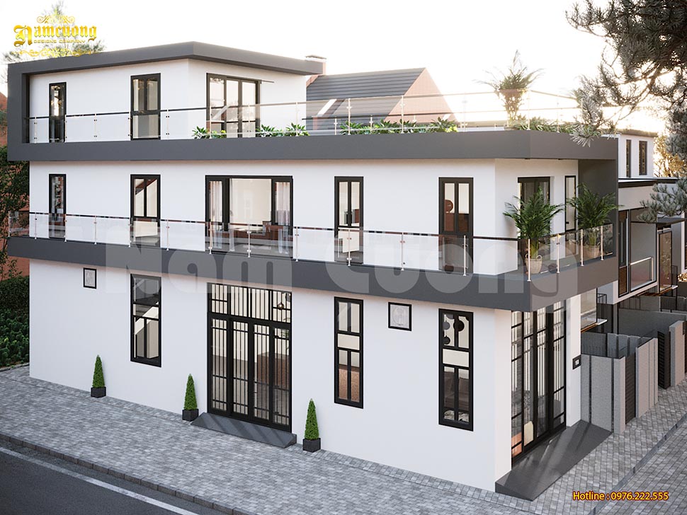 Biệt thự 2 tầng hiện đại mái bằng