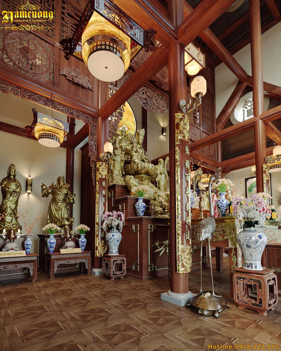 Tượng đồng trong chính điện chùa Phật Cổ