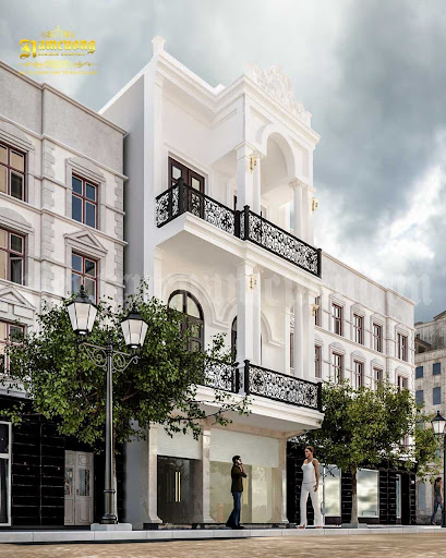 Ngoại thất công trình vô cùng ấn tượng, nổi bật cả góc phố