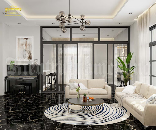 Phòng khách được thiết kế vô cùng sang trọng, hiện đại