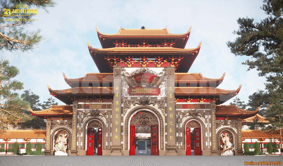 Mẫu thiết kế cổng chùa Phật Quốc Vạn Thành