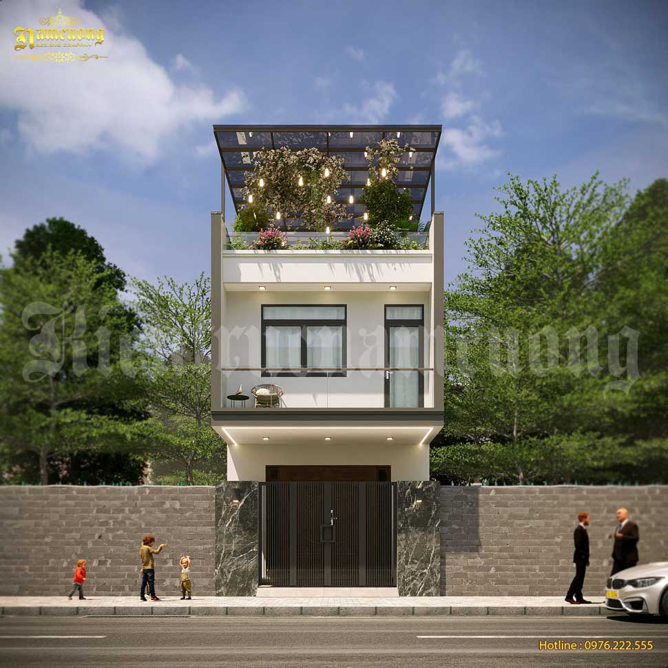 Thiết kế nhà ống 2 tầng 1 tum 3 phòng ngủ