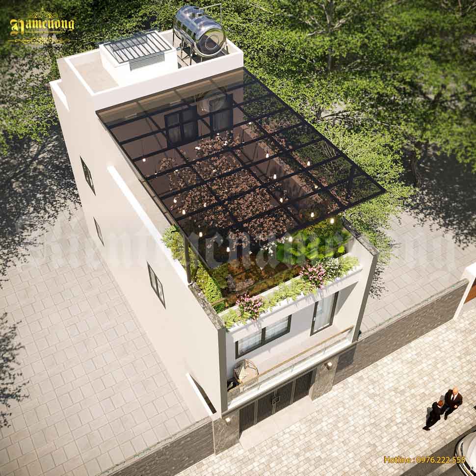 Thiết kế nhà ống 2 tầng 1 tum 3 phòng ngủ