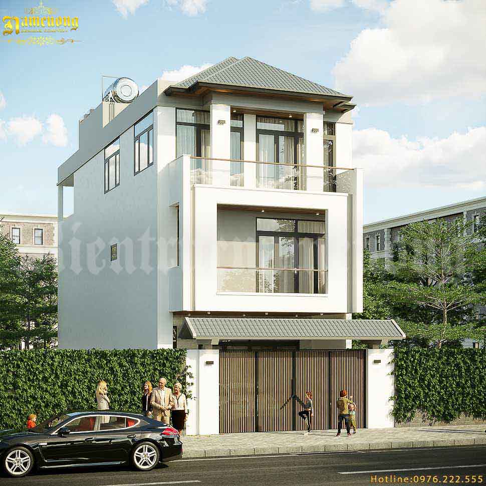 Mẫu nhà mặt tiền 6m 3 tầng hiện đại xu hướng mới