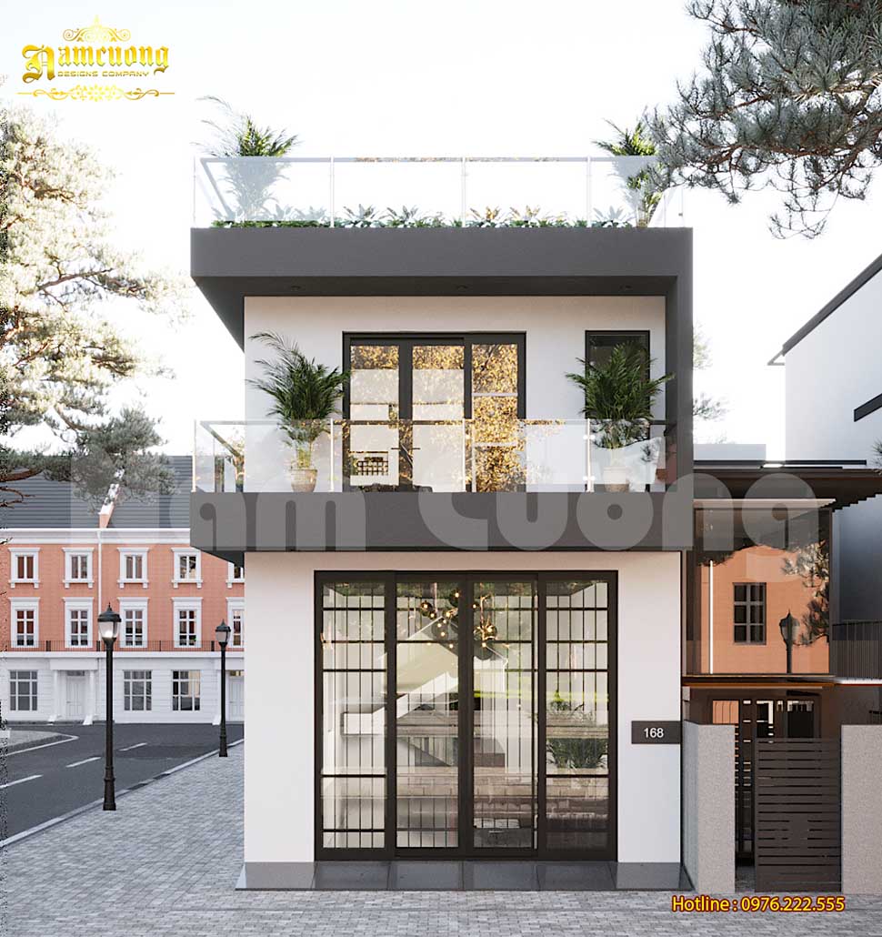 Thiết kế nhà ống hiện đại 2 tầng tối giản, tinh tế